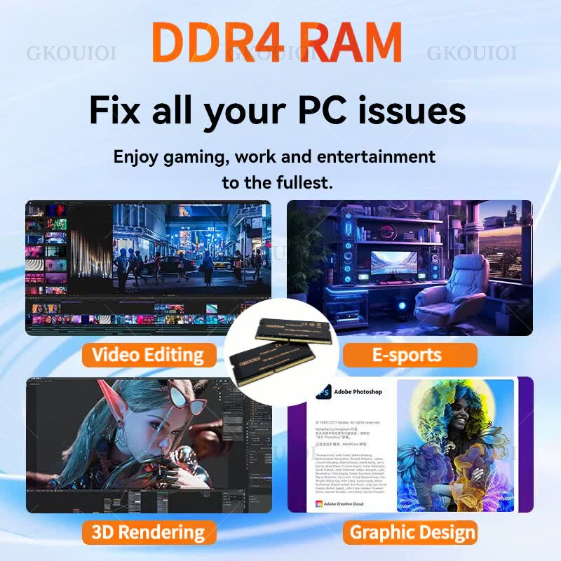 GKOUIOI DDR4 Memoria Ram 4GB 8 - đánh giá và giá Ddr4 3200 16Gb